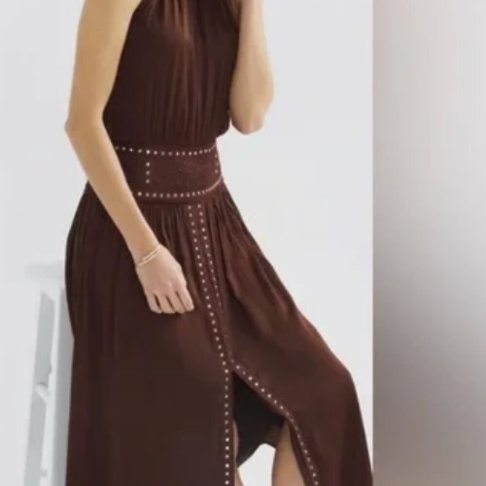 Black House White Market Brown Studded Halter Dress size 8 - Picture 4 of 4